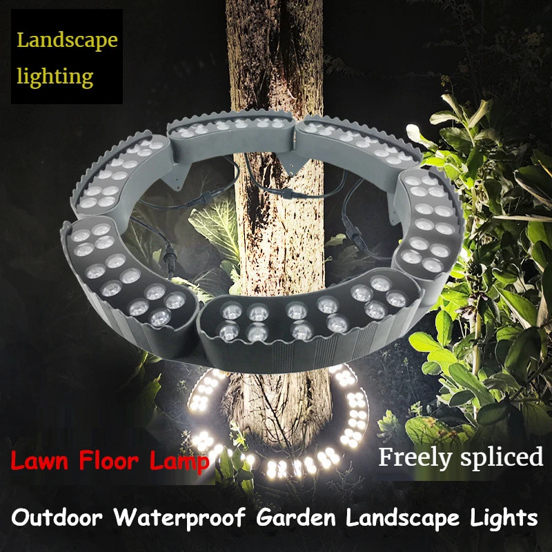 Led Ring Tree Lights Spotlight Waterproof Outdoor Encircle Tree Pillar Lights Yard Landscape Light for Lawn Patio Pathway 48W