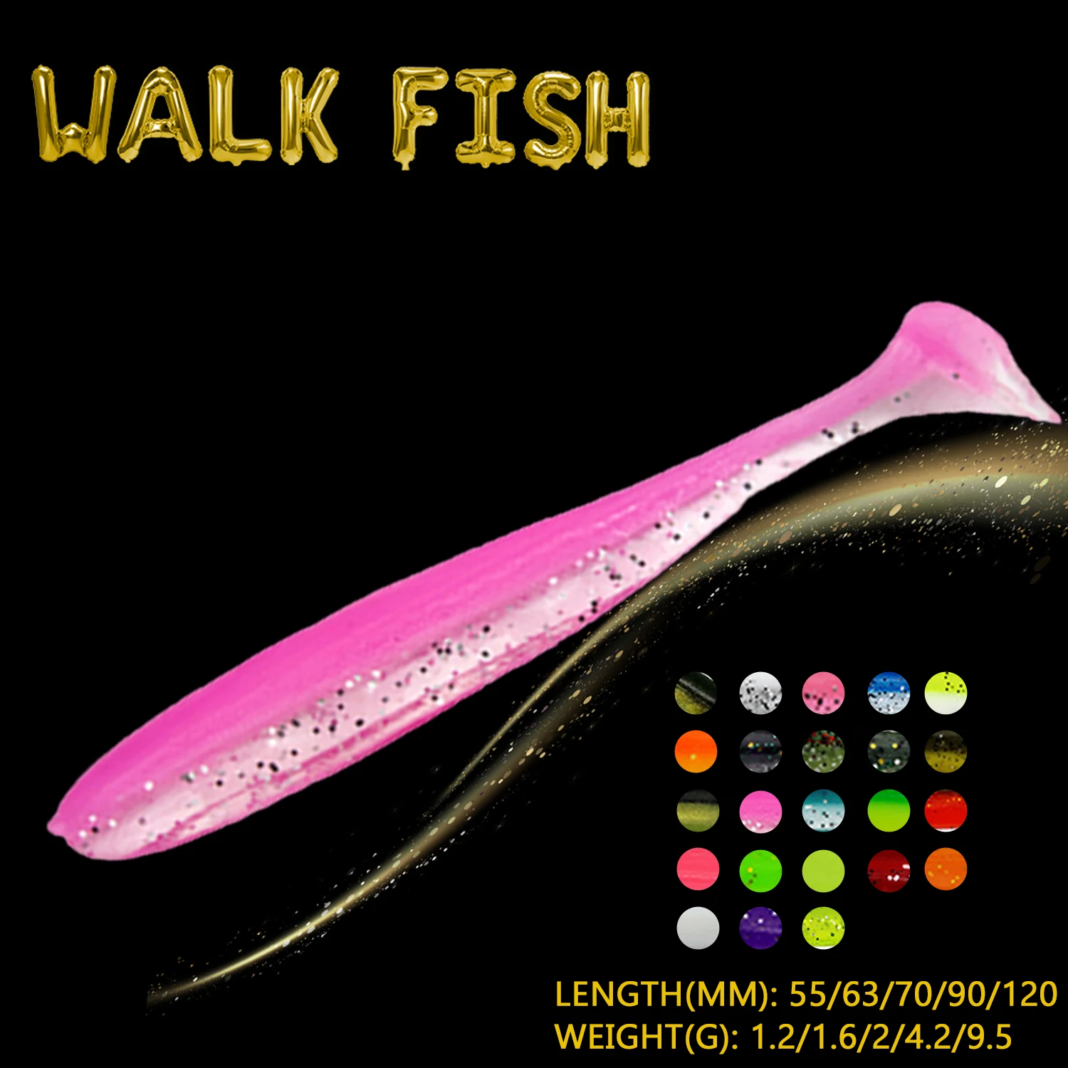 WALK FISH 120mm/90mm/70mm/63mm/55mm Awaruna Fishing Lures Silicone Artificial Soft Baits Wobblers T-Tail Baits Fishing Tools