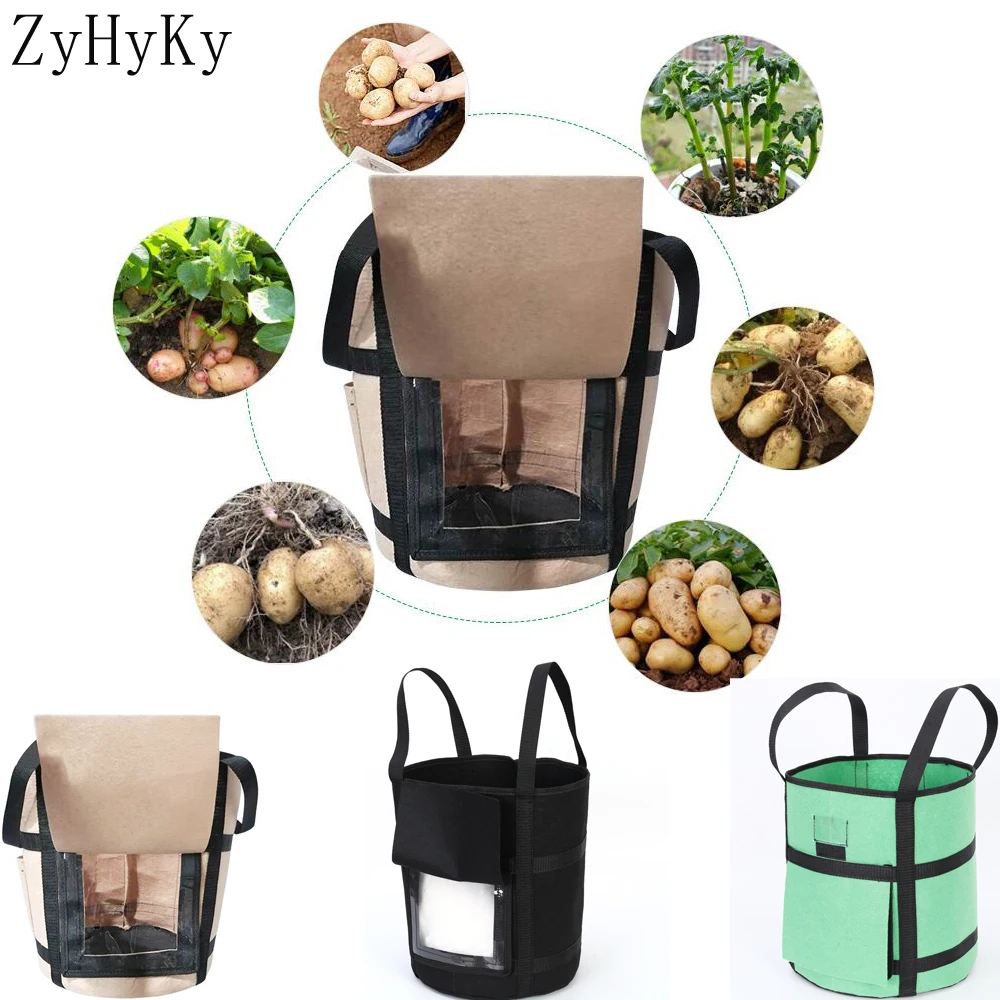 

2PC Plant Growth Bag Household Garden Potato Vegetable Planting Bag Moisturizing Canned Vertical Garden Planting Bag Seedling Po