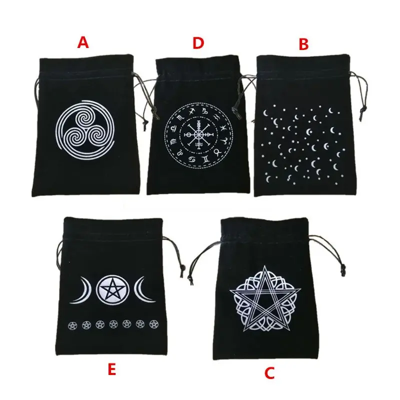 Fluwelen Maanfase Tarot Oracle Kaarten Opbergtas Runen Constellation Heks Waarzeggerij Accessoires Sieraden Dobbelstenen Trekkoord Packag