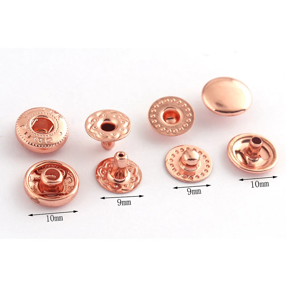 Rose Gold Snap Buttons Spring Snap Fasteners Snap Rivet Buttons Leather Craft Buttons Poppers Snap Fasteners Leather Closure