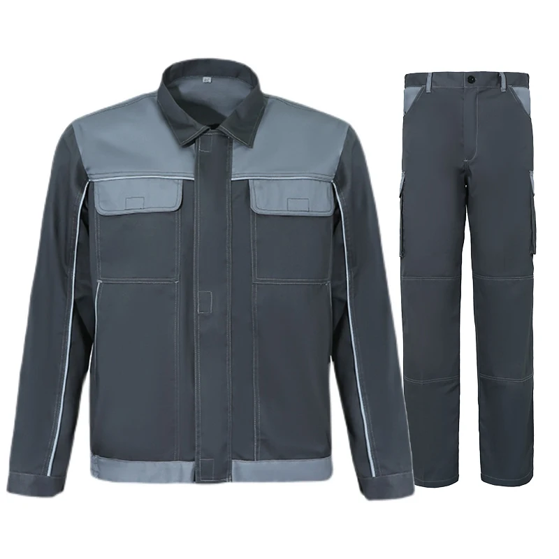 Summer Welder Uniform Cargo Work Clothes Jacket Pants Set Long Sleeve Wear-Resistant Auto Repair Workshop Uniform Work Clothes