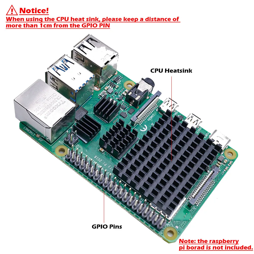 Disipador de calor para Raspberry Pi 4 b, disipador de calor de aluminio con cinta térmica para Raspberry Pi 4 Modelo B, 4 unids/lote