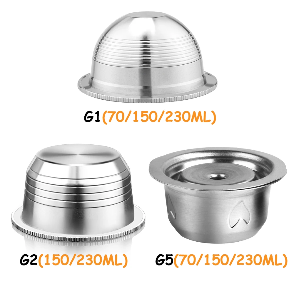 Reusable Coffee Capsule Pod For Nespresso Vertuoline GCA1 & Delonghi ENV135 Stainless Steel Vertuo Coffee Filters with Tamper