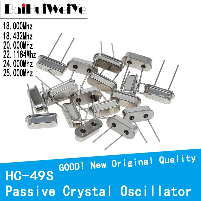 10PCS/LOT HC-49S Quartz Crystal Resonator Passive Oscillator HC 49S 18.000Mhz 18.432Mhz 20.000Mhz 22.1184Mhz 24.000Mhz 25.000Mhz