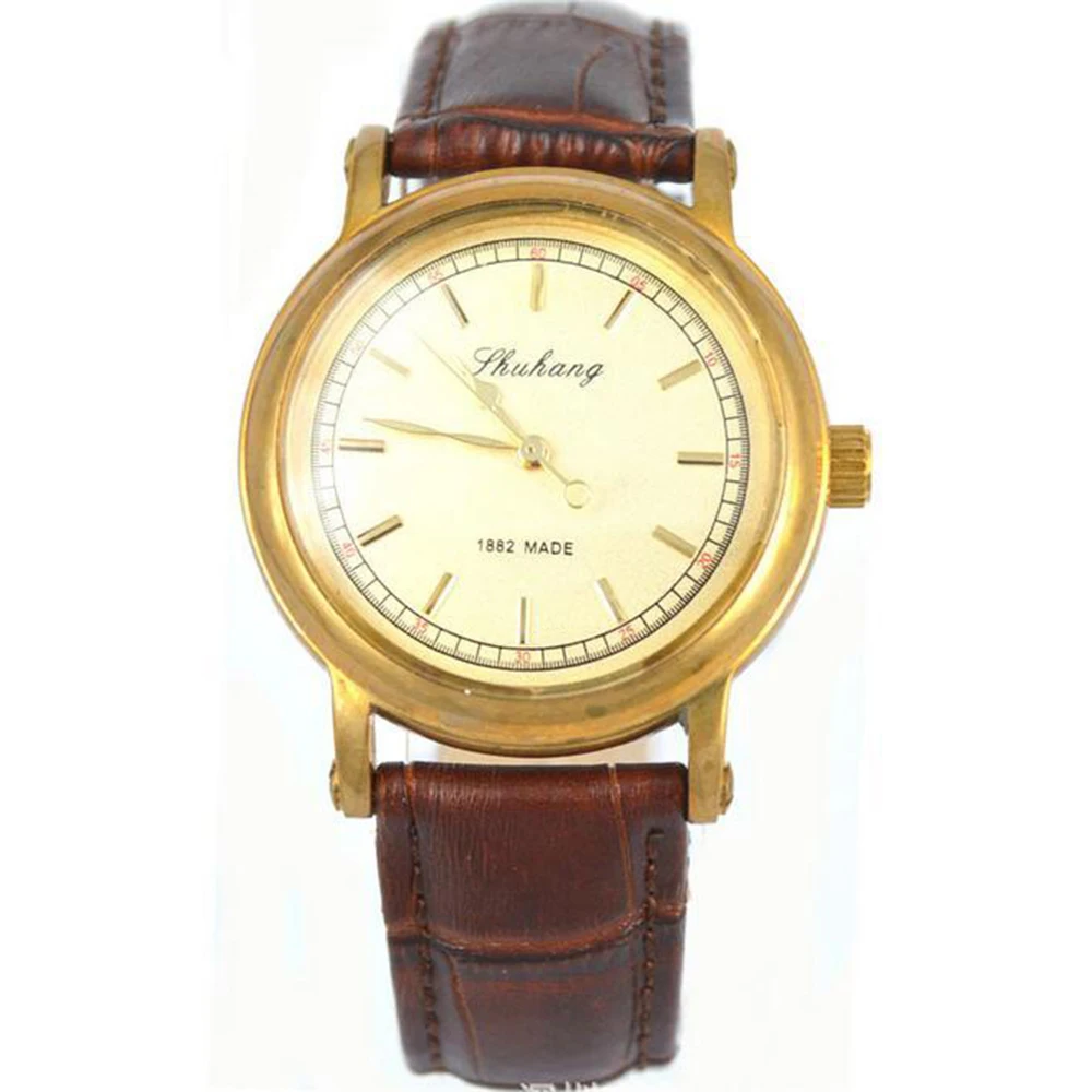 Brass Mechanical Hand Wind Wristwatches Men Retro Watch Mens Antique Designer Watches Men Calendar Water Resistant Clocks 2020