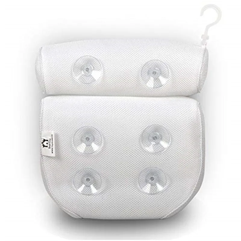 Spa Non-Slip Bath Pillow Cushioned Bath Tub Spa Pillow Bathtub Head Rest Pillow With Suction Cups For Neck Back Bathroom Supply