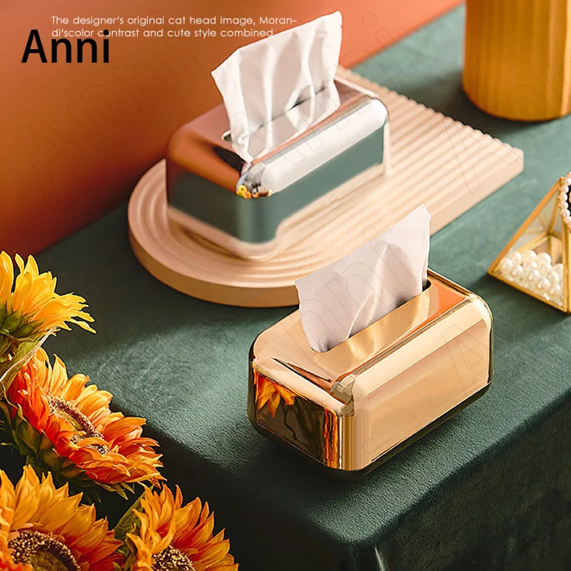 

Creativity Plastic ABS Tissue Boxes Nordic Modern Gilded Silver Mirror Paper Towel Storage Box Hotel Napkin Holder Home Decor