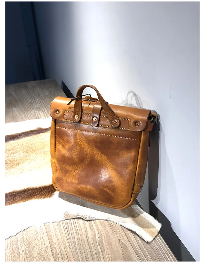 PNDcloser-Sac messager en cuir véritable naturel pour homme, sac à bandoulière marron fait à la main, véritable cuir de cercle, décontracté, luxe,