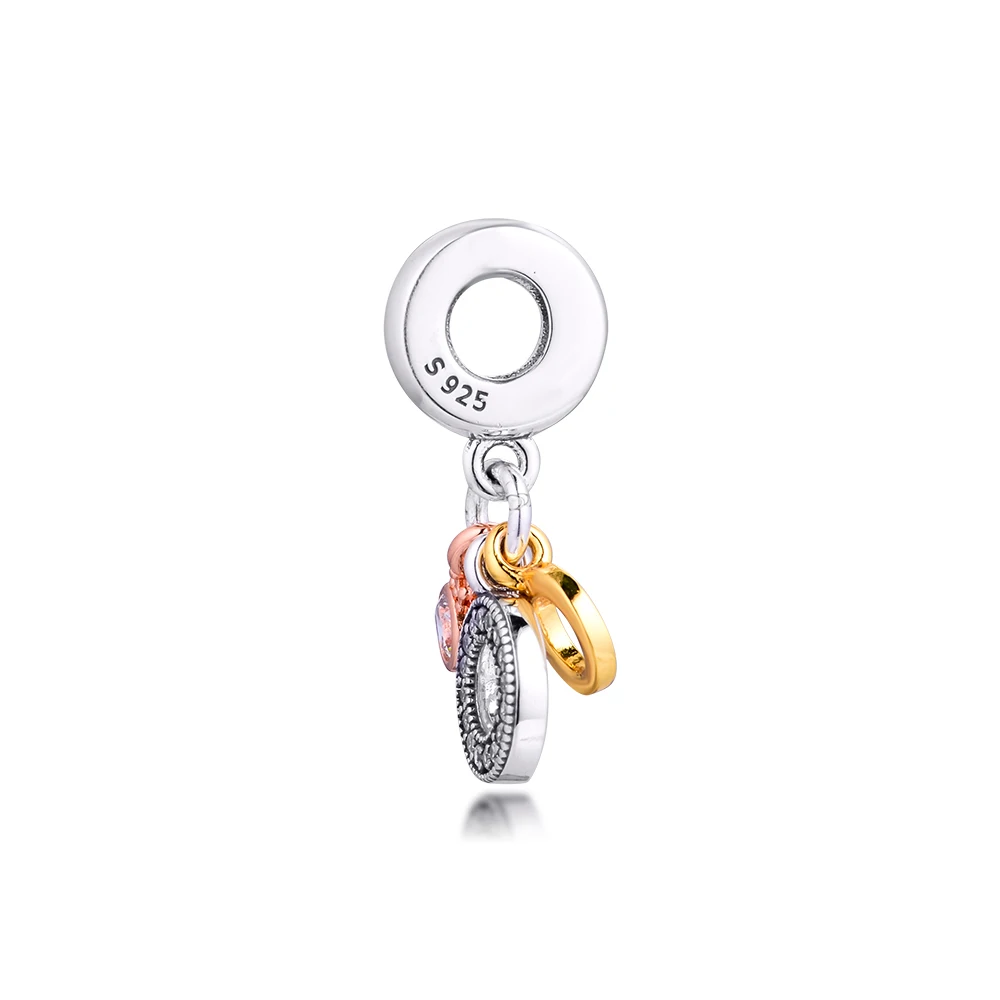 925 Sterling Silver Bead Triple Monogram Dangle Charms Fits Original Bracelet Metal Beads for Jewelry Making 2020 New