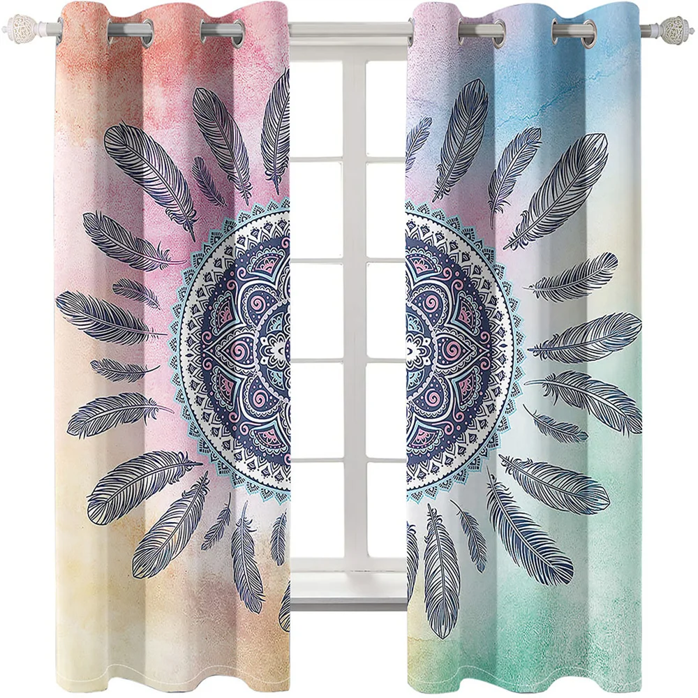 

3D Digital PrintingDream Catcher Room Decoration Curtains for Bedroom Left and Right Biparting Open Blackout Curtains