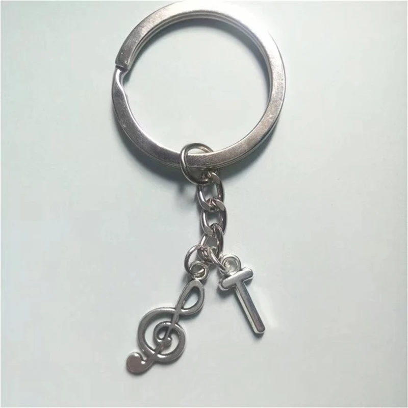 Treble Clef Key Ring, Music Note Keychain, Music Keyring, Initial Keychain, Musician Music Teacher Gift