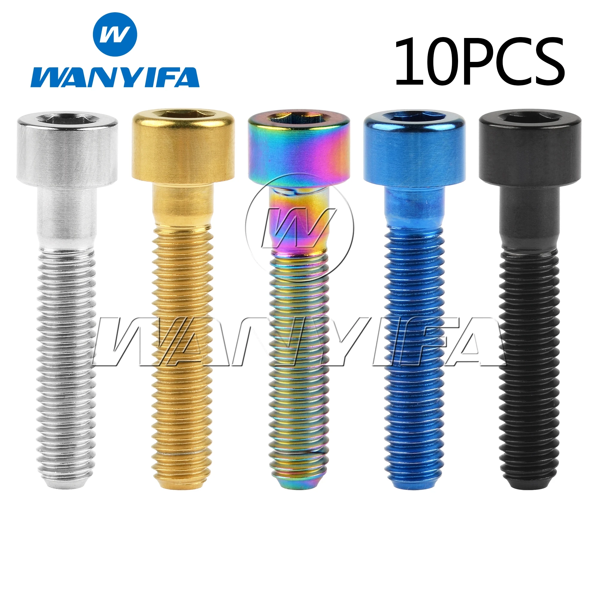 Wanyifa Titanium Ti Bolt M6x30mm Allen Key Head Screws for Bike Headset 10Pcs