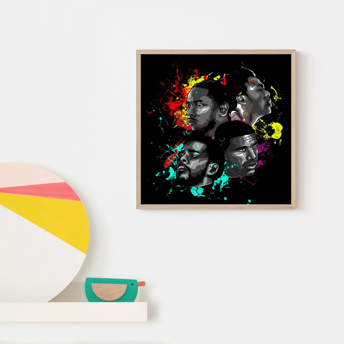 Kendrick Lamar，Drake，J cole Childish Gambino Hip Hop Music Album Cover Canvas Poster Rapper Pop Music Celebrity