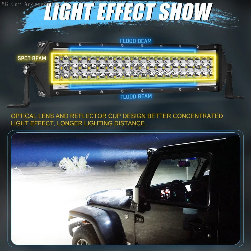5-reihige LED-Lichtleiste 12 Zoll 264W Auto-Arbeitsscheinwerfer Flutlicht Fahrlicht für Offroad-Truck SUV ATV Traktor 4X4 LED-Leiste – Detail 2