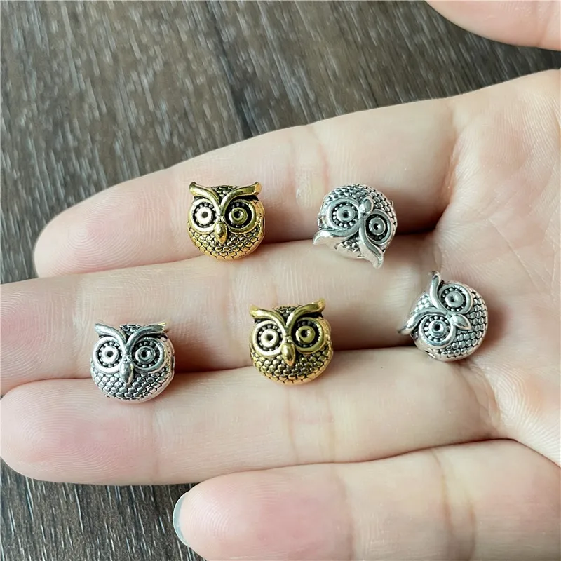 JunKang 11*11mm Perforated Owl Beads DIY Handmade Bracelet Necklace Jewelry Connection Accessories Popular European  American