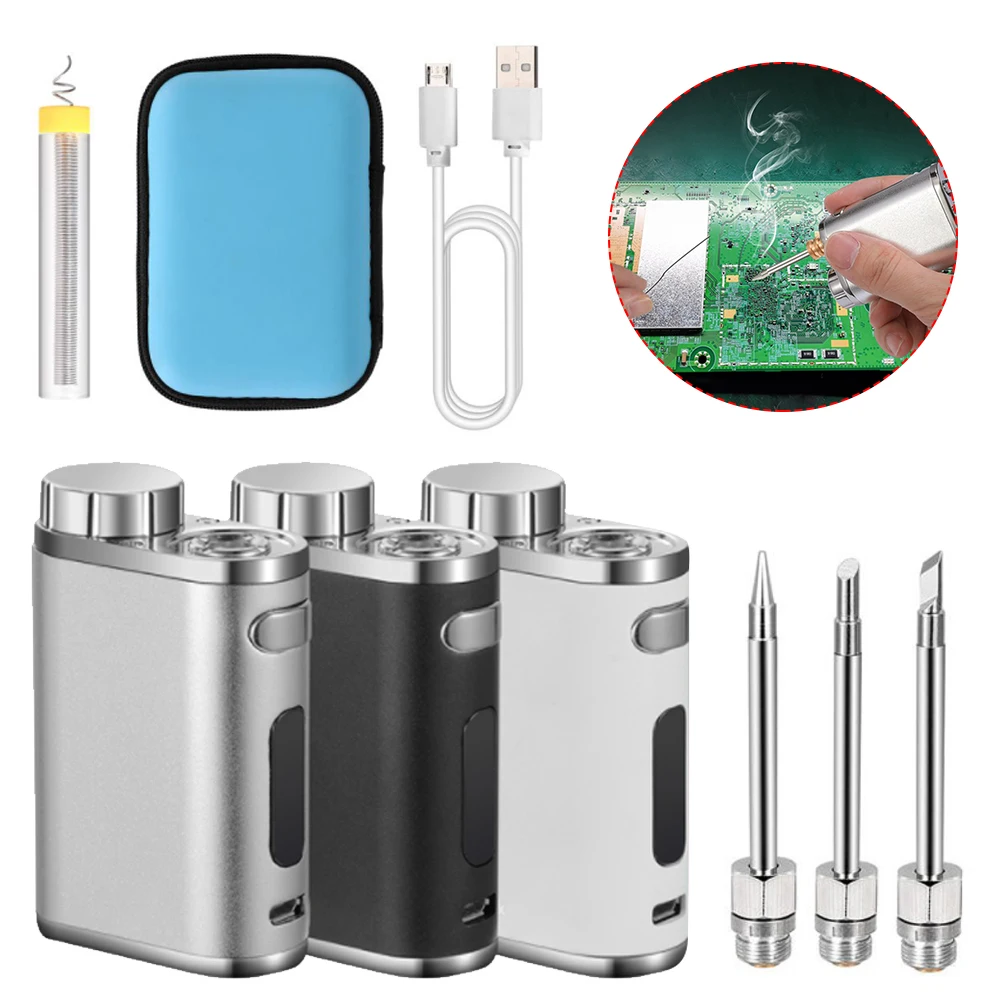 Fer à souder Portable rechargeable, fer à souder sans fil à batterie USB, fer à souder d'extérieur à haute puissance 1W-75W