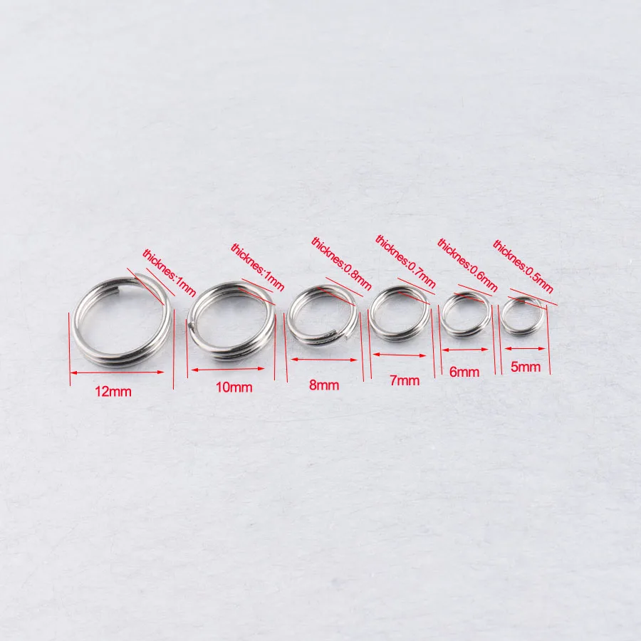 Fnixtar-Anneaux Ouverts pour Diabétique, en Acier Inoxydable, à Double Boucles, 0.5x5mm, 0.6x6mm, 0.7x7mm, 0.8x8mm, 1x10mm, 1x12mm, 100 Pièces/Lot