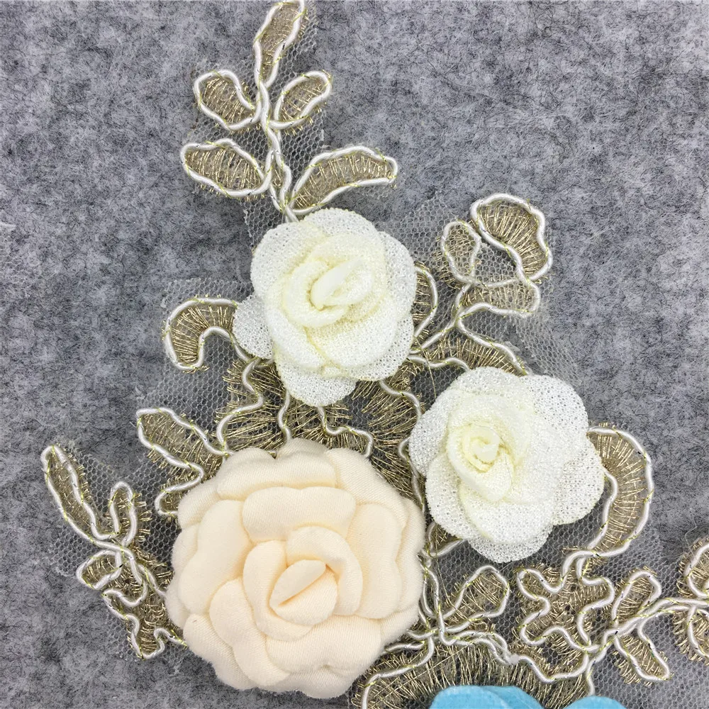 1 piece for sale lace chest decoration 3D three-dimensional flower sequin embroidery DIY clothing craft supplies accessories