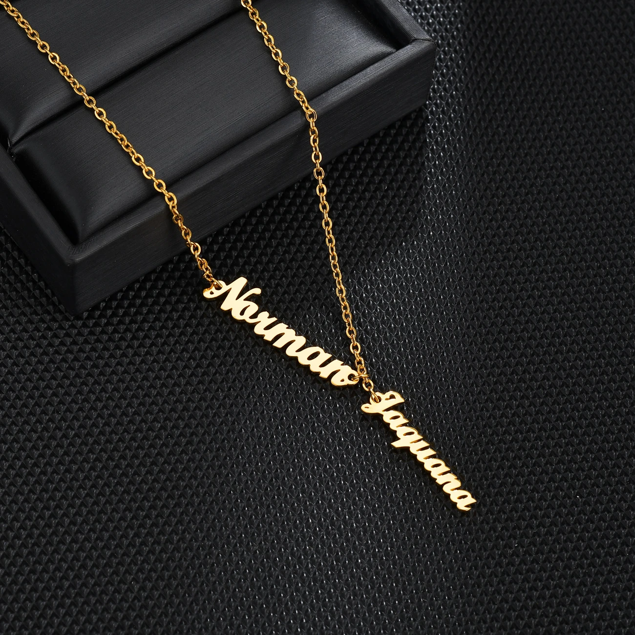 Raexrage Custom Two-three Names Vertical Necklace Stainless Steel Personalized Nameplate Chain Necklaces Family Charm Jewelry