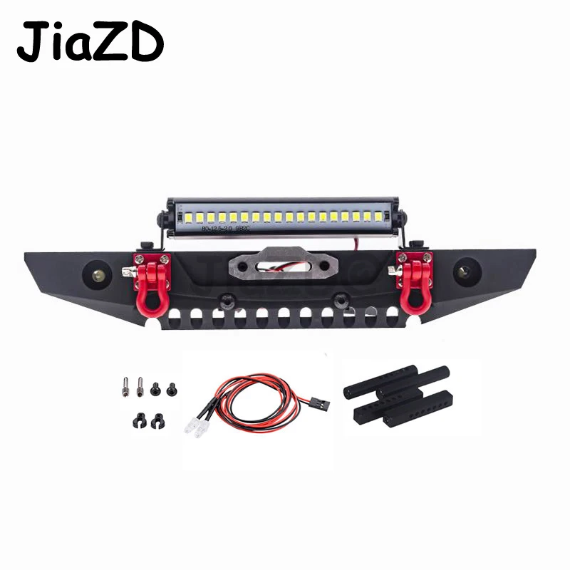 1 Set RC Metal Front Bumper & LED Light for Traxxas TRX-4 TRX4 Axial Scx10 Scx10 II 90046 90047 1/10 RC Crawler Car AY09