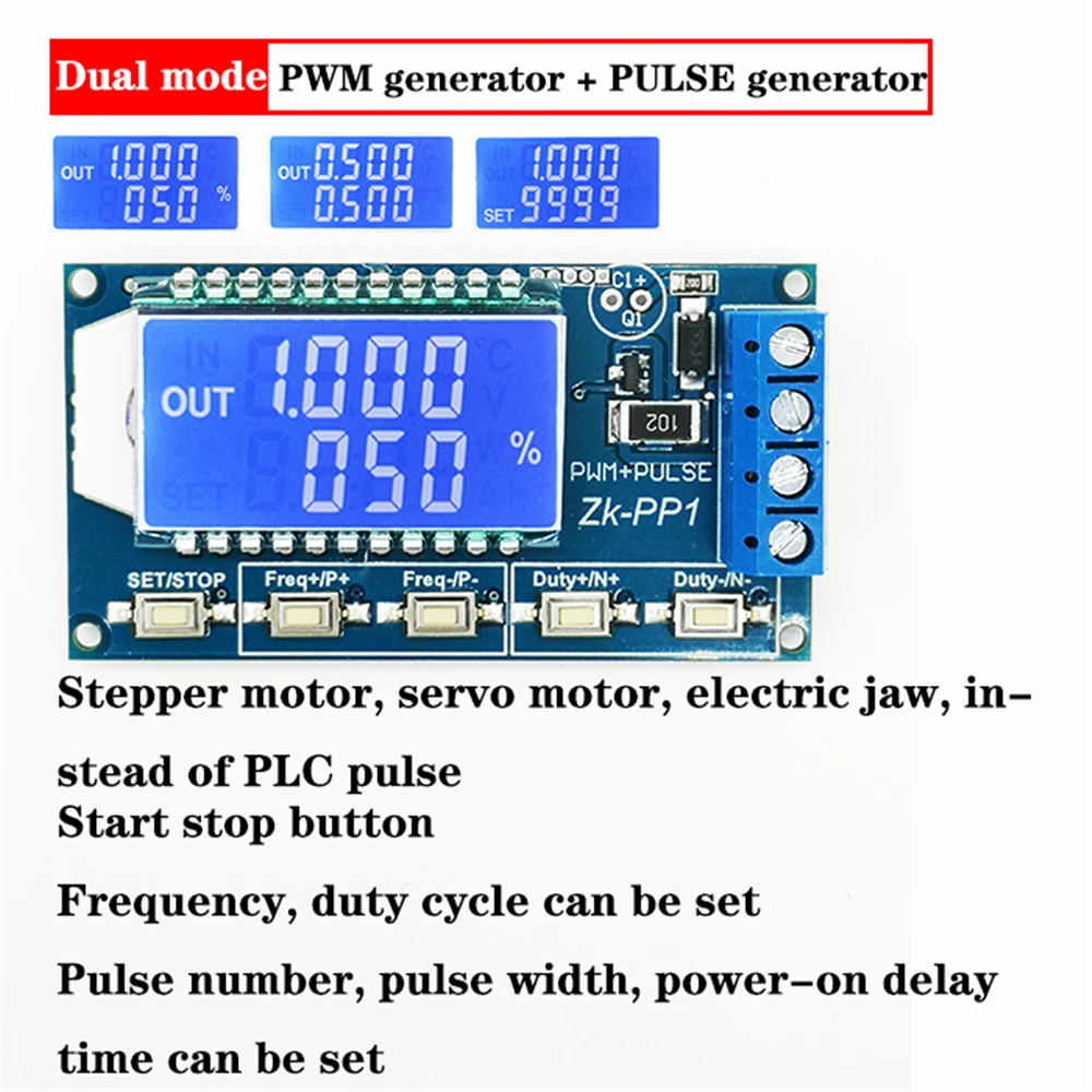 Imagem -02 - Gerador do Sinal do Pulso com Proteção Anti-reversa Pwm Ajustável Frequência do Lcd Ciclo do Dever Onda Quadrada dc 3.3v30v 1hz150khz