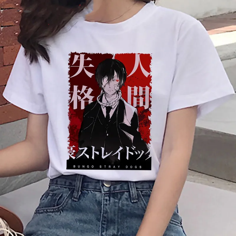 T-shirt femme, estival et humoristique, à la mode, avec impression graphique de Bungou Stray Dogs, Harajuku, Ullzang