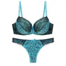 Fashion sexy women lingerie set lace print matching underwear large size underwear bra and panty set