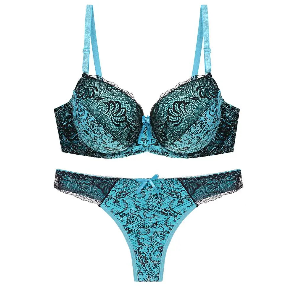 Moda sexy kobiety komplet bielizny koronki wydruku pasujące bielizna duży rozmiar bielizna biustonosz i majtki zestaw