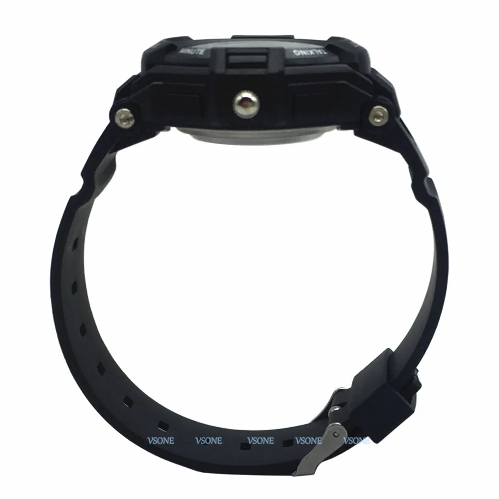 Spanisch Analog-Digital Dual Display Reden Armbanduhr w/Alarm für die Blinde und Niedrigen Vision, mit Schwarz Ruber Strap 861ZTS