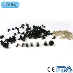 100Pcs/Bag DIY Doll Toy Eyes Toy Cocoa Screws Black Bean Nose Round Black Mushroom Eyes Needle Felting for Teddy Bears Dolls Toy