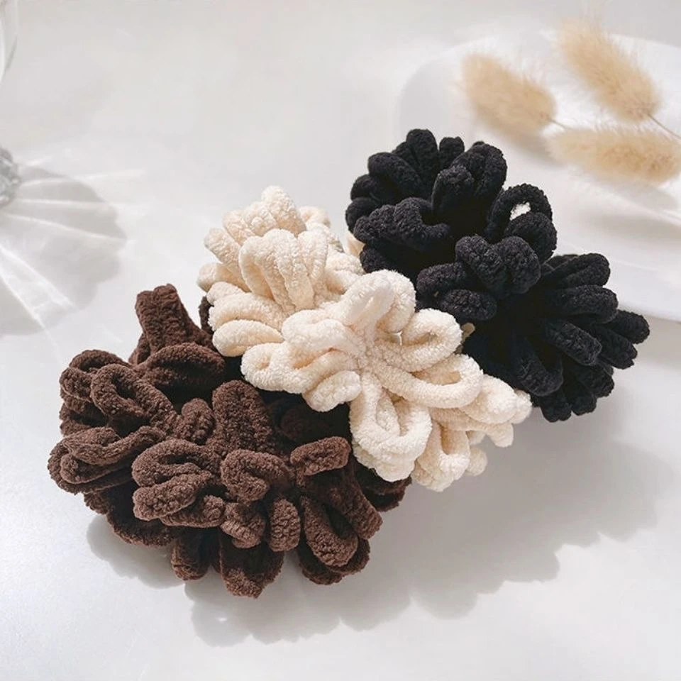 Autumn Winter Plush Soft Brown Hair Scrunchy For Women HairBands Elastic Rubber Band Lady Hair Accessories Hair Ties