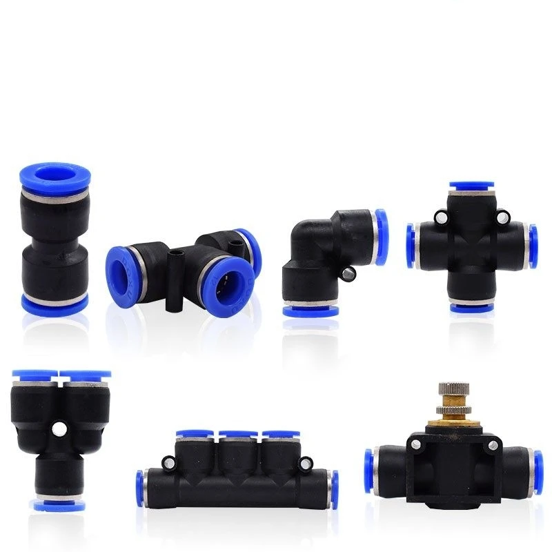 1PC Air/Water Hose Tube Quick Connector T/Y/L/Straight Type Pneumatic Push Fittings  4 to 16mm PY/PV/PZA/PU/PK/SA/PA/PM/HVFF/PE