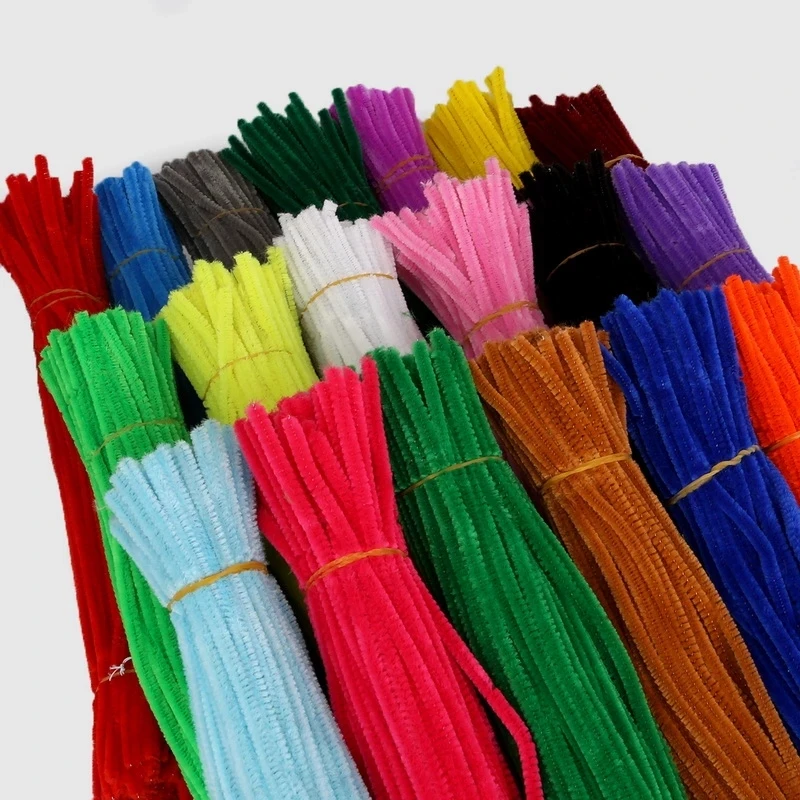 100Pcs Chenille Stems Pipe Cleaners 5MM Children Kids Plush Educational Toy Crafts Colorful Pipe Cleaner Toys Handmade DIY Craft