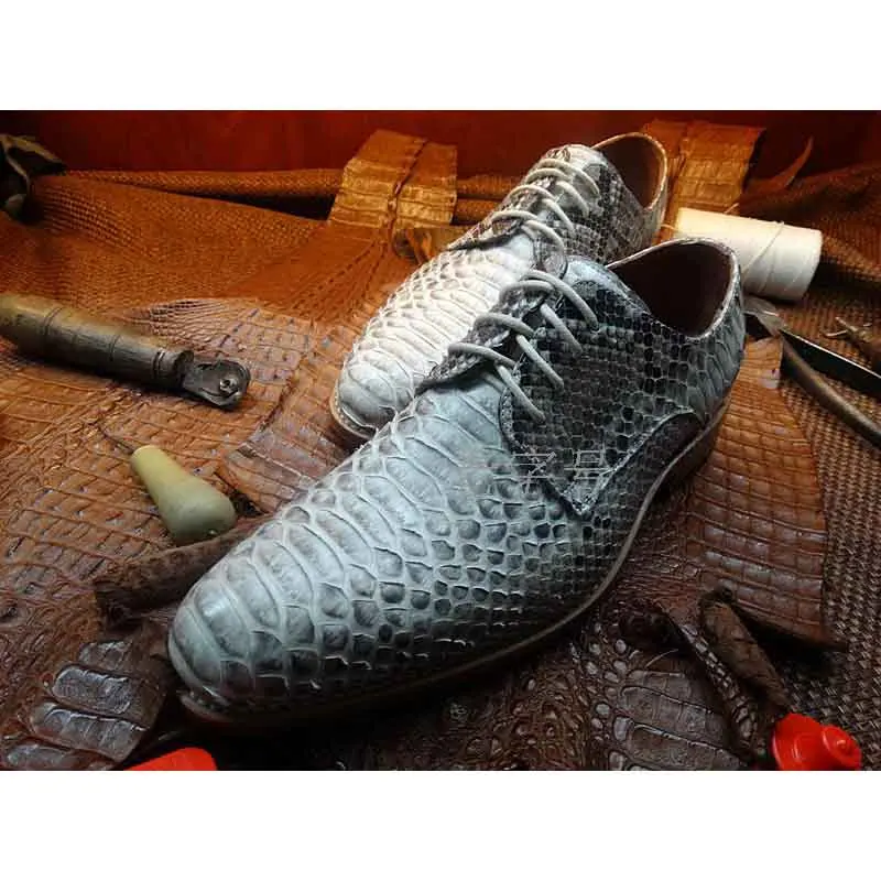 Sipriks Goodyear Welted Shoes Men\'s Python Skin Dress Shoes Elegant Boss Suits Shoes Italian Custom Snake Skin Shoes Derby Male