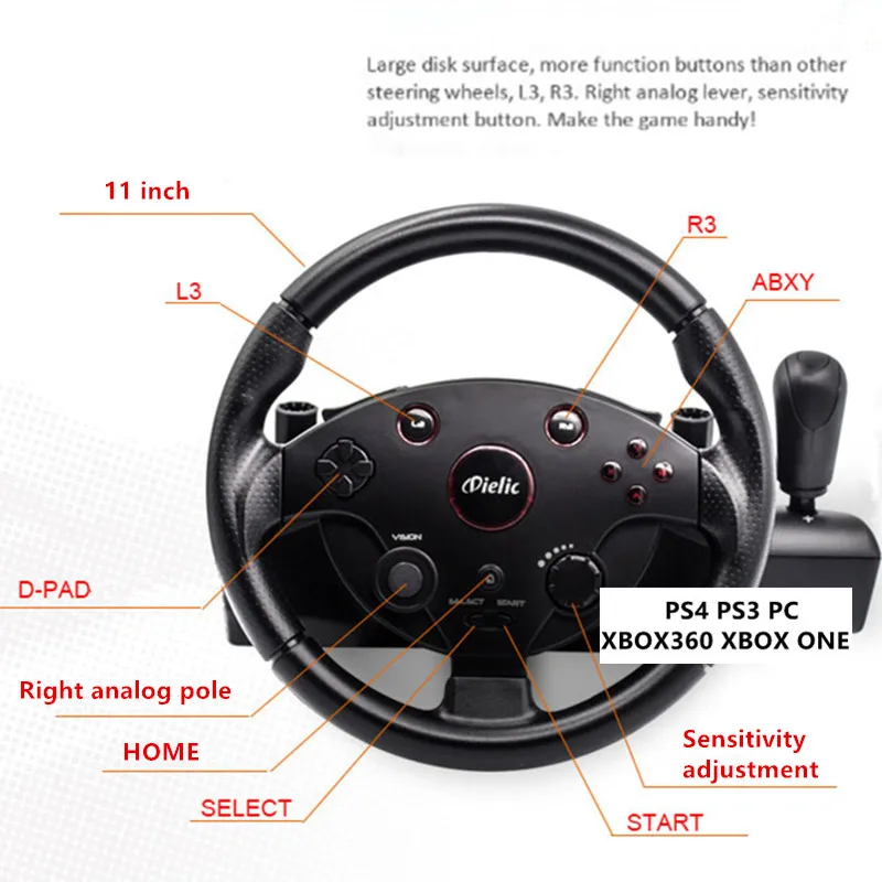 PS 4 3 PC Racing Game Steering Wheel Computador, USB, De Condução Real, Jogo Joystick, 360 Race Car Console, Euro Caminhão, 2 Necessidade de Velocidade