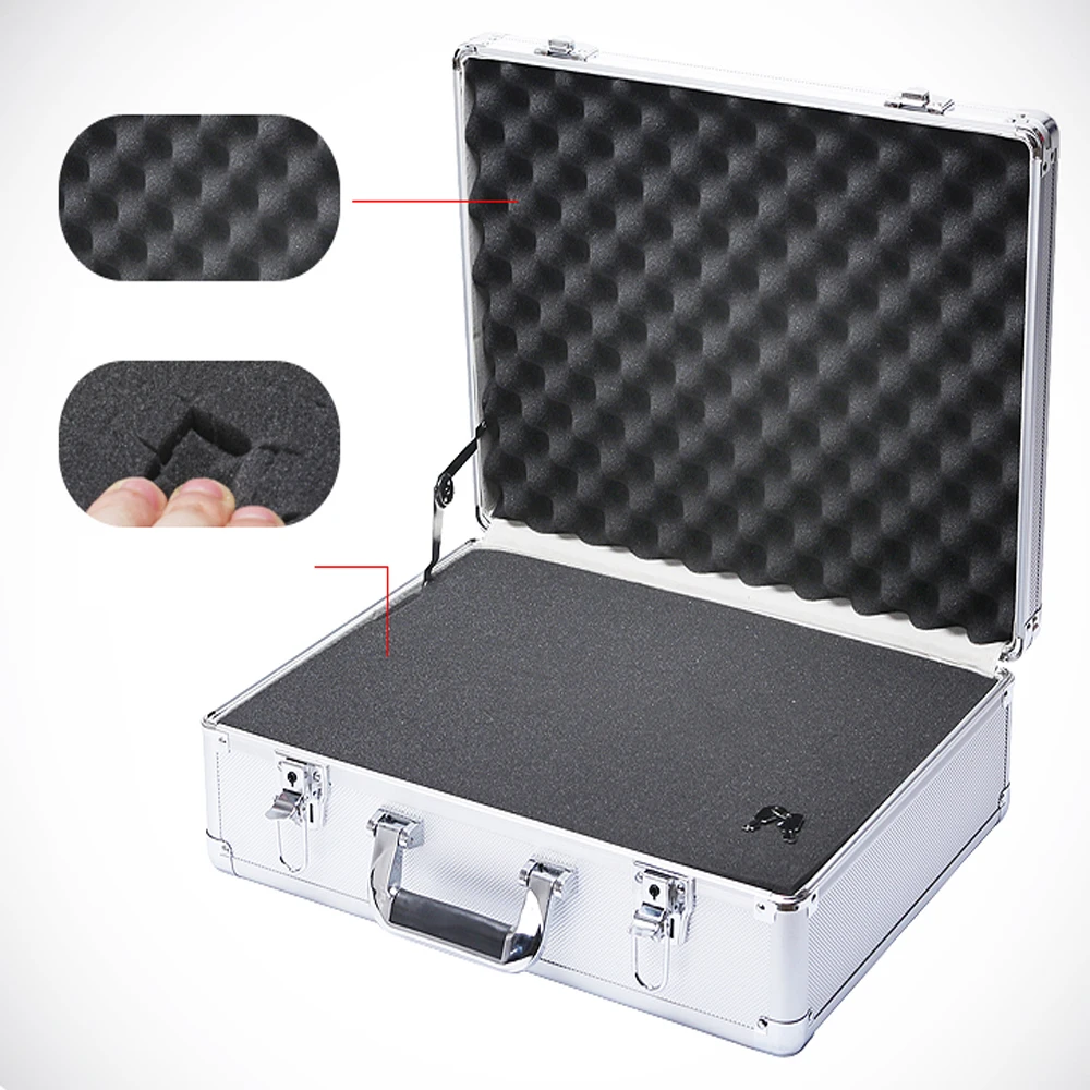 Caixa de ferramentas de alumínio portátil equipamento de segurança caixa de instrumentos caso de armazenamento mala resistente ao impacto com esponja