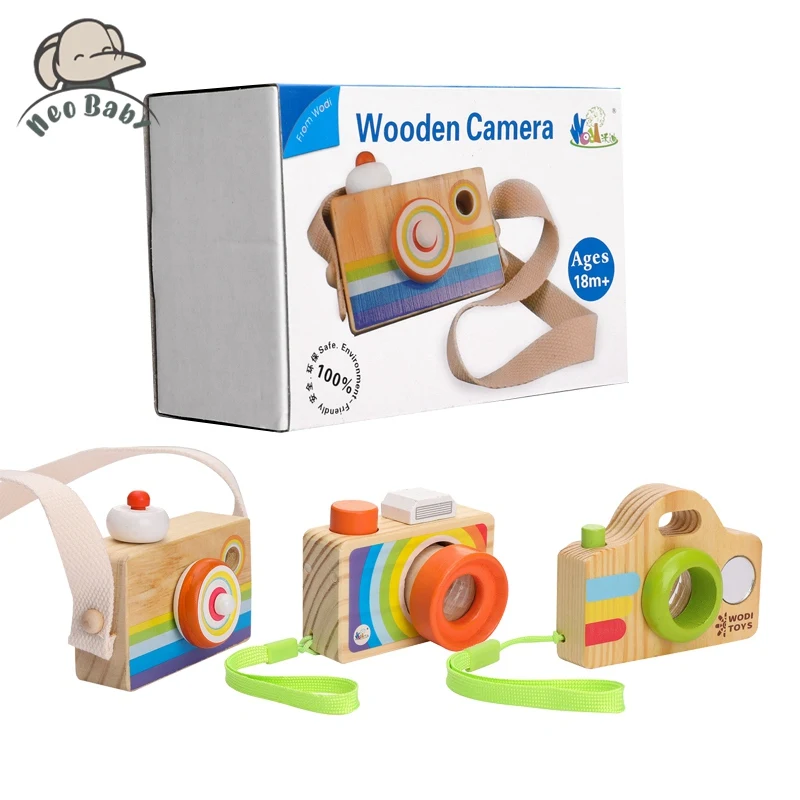 

1pc Wooden SLR Camera Toy DIY Nursing Gift Room Decor Baby Block Cute Cartoon Camera Hanging Montessori Toy Wooden DIY Presents