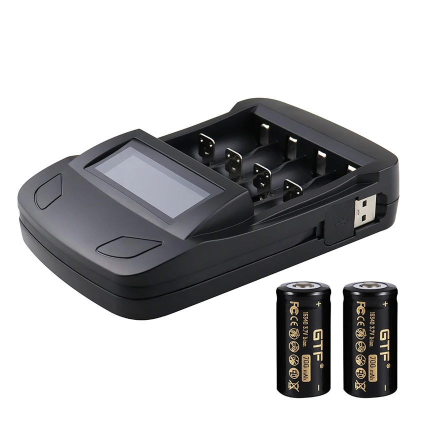Baru 16340 CR123A Pengisi Daya 16340 Baterai Dapat Diisi Ulang 4Slot Cerdas LCD Tampilan Adaptor Pengisi Daya untuk CR123 AA AAA NIMH