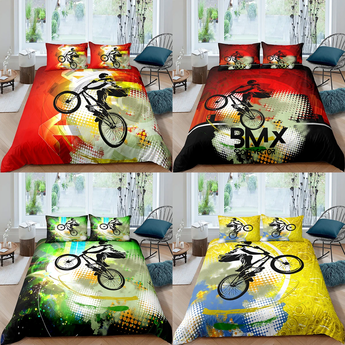 

Home Textiles Luxury 3D Extreme Sport Duvet Cover Set and Pillowcase Kids Bedding Set AU/EU/UK/US Queen and King Size Bedding