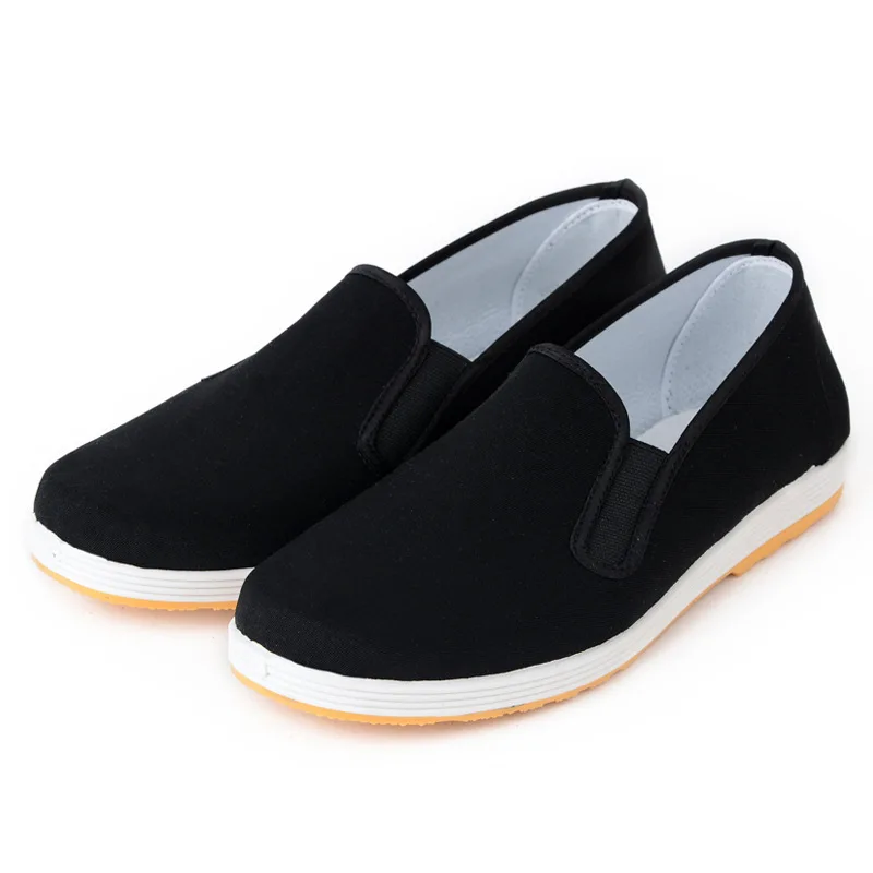 Zapatos informales de tela negra para hombre y mujer, calzado transpirable con boca elástica, suela de tendón de ternera, talla grande 38-47