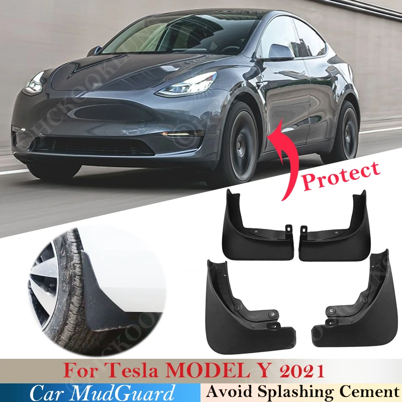 4pcs Mudflaps FOR Tesla Model Y 2021 Mudguards Fender Mud Flap Guard Splash Mudguard Car Accessories Auto Styline Front Rear