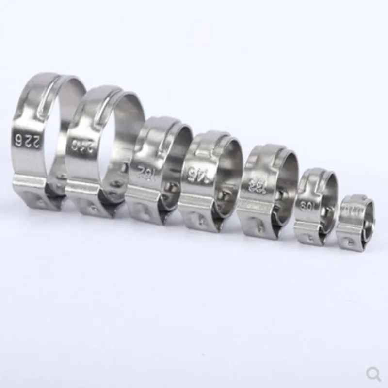 5-20pcs/lot 5.3mm to 50mm Pipe Clamp  Stainless Steel 304 Single Ear Hose Clamps Assortment Kit Single