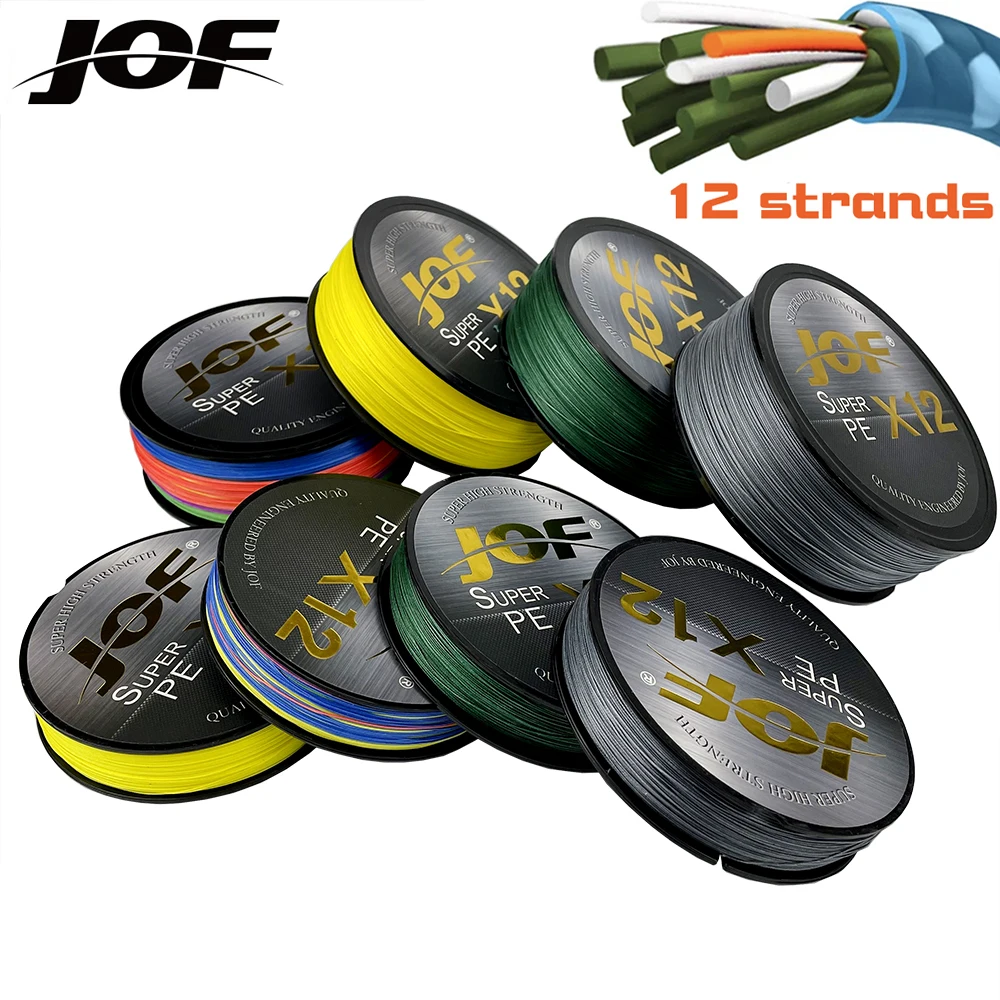 

JOF X12 Fishing Line Advanced Braided Fishing Line Sea Fishing Extremely Strength Wire 25 ~ 92lb500m300m 100m Yellow