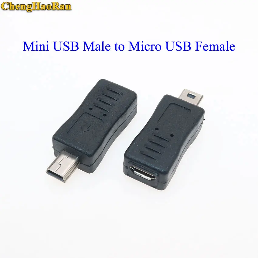 ChengHaoRan 100pcs Micro USB Male to Mini USB Female Male to female Adapter Connector Converter Adaptor for Mobile Phones MP3