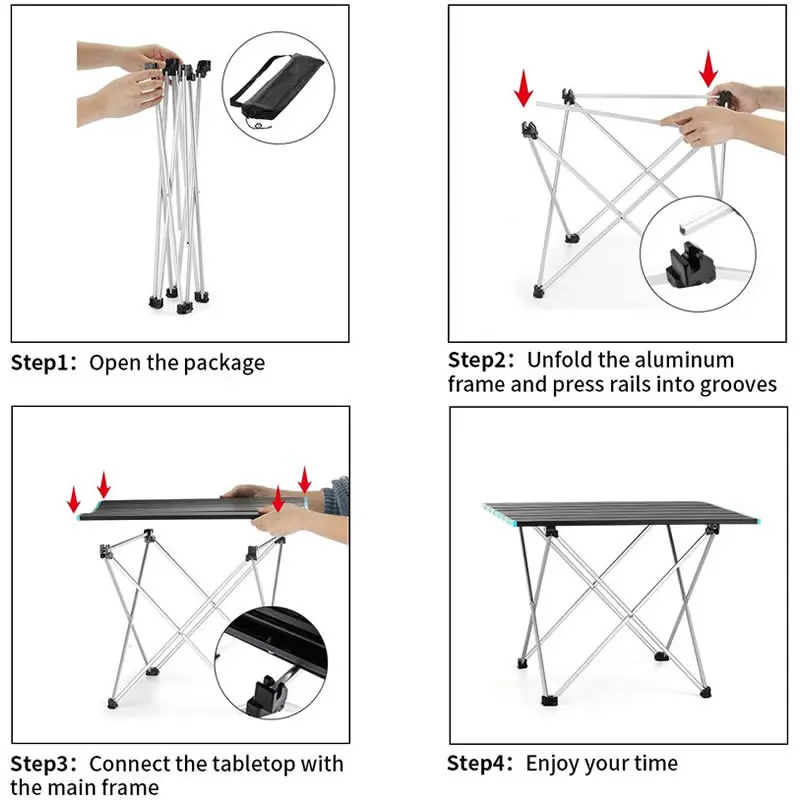 Imagem -05 - Alumínio Alloy Folding Camping Table Mochila para Churrasco ao ar Livre Mesa de Churrasco Durável Portátil Mobiliário de Computador