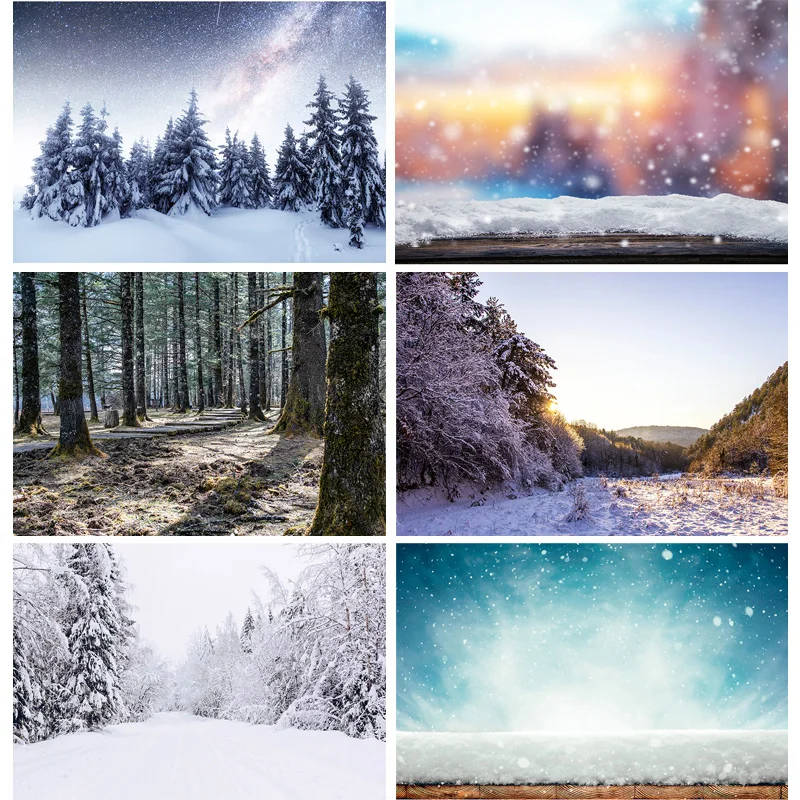 SHENGONGBAO Vinyl Custom Photography Backdrops Prop Snow scene Photography Background  XJ-06