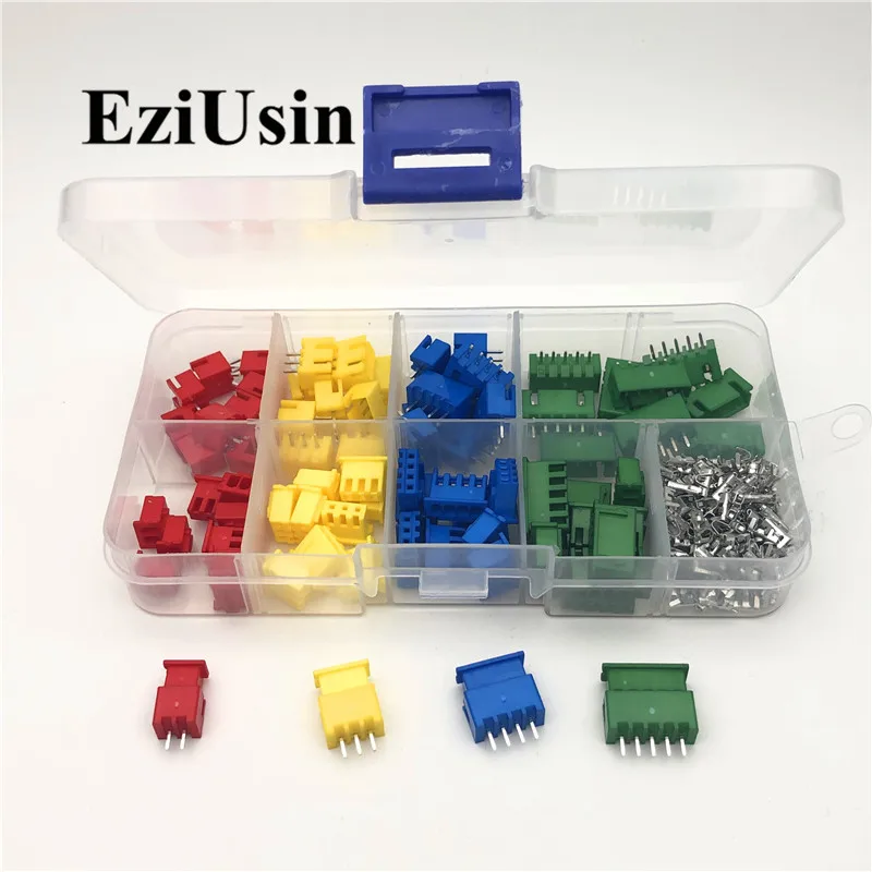 XH2.54 2/3/4/5p 2.5mm Red Blue Yellow Terminal Housing Pin Header JST Connector Wire Adaptor Kits TJC3 2.54mm XHP 40/60sets