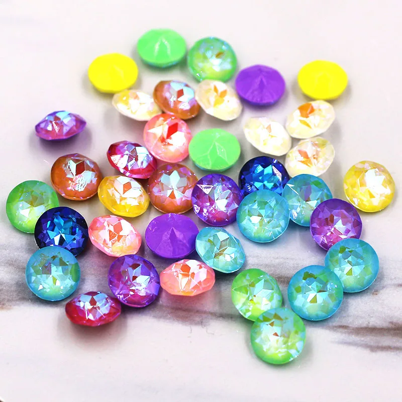 50pcs/bag DIY nail 6mm/8mm round shape Mocha fluorescence glass crystal nail art rhinestones for nail decorations