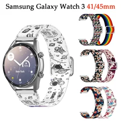 20mm Flower Printing Strap For Samsung Galaxy Watch 3 41mm Bracelet 22mm Watchband For Galaxy Watch 46mm Gear S3 Amazfit Bip GTS